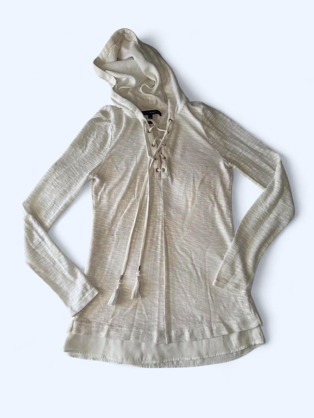White House Black Market Cream Lace-Up Hoodie